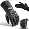 EVO Fitness Pelle Guanti Moto Uomo Donna Guanti Termici Invernali Resistenti E Impermeabili Con Guscio In Carbonio Guanti Da Moto Mito Protezioni Guanti Interni Termici Invernali GRATIS (Nero, XL)