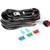 RIGIDON Cablaggio Barra Led, Fendinebbia 12V 40A 16AWG CC 1 Piombo | Kit Cablaggio Fendinebbia, Cavo 3 metri con On-Off Interruttore per Auto Fuoristrada Camion SUV ATV 4x4 Moto Barca (Model B)