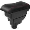 YJYWZH Auto Braccioli per Opel Corsa D 2006-2014 Bracciolo Doppio Strato Scatola Portaoggetti Console Centrale Interna with 3 USB Charging Port Nero con Cuciture Rosse