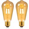 Liuyife Lampadina Led Edison Vintage, 6W(Equivalente a 60W), ST64 Bianco Caldo 2700K, Non Dimmerabile, Filamento a Vite E27 Ambrato, Adatta Per Libreria Bar, Lampadario Camera da Letto, 2 Pezzi