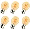 WULUN Confezione da 6 lampadine a filamento ambra con attacco a baionetta, stile vintage, 4 W, antico, GOLF Light Home G45, piccolo globo rotondo B22, 2700 K, bianco caldo, 40 W, ricambio a