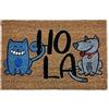 KOKO DOORMATS Zerbino Ingresso casa - Tappeto divertenti in fibra di cocco e base antiscivolo da PVC, da esterno e interno con misure 40x60cm (Hola Cat & Dog)