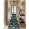 DEFYNEE Tappeto passatoia per corridoio, 60 x 300 cm, antiscivolo, a pelo corto, lavabile, pieghevole, design boho, per corridoio, cucina, soggiorno e ufficio, verde petrolio