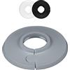 FUX confezione da 2 rosette singole per tubi di riscaldamento da 12 mm, grigio finestra (Ral 7040), polietilene, copertura per tubi, tappo, HOSE_PIPE_FITTING