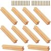 GANILITY Maniglie in Legno, 12 Pezzi Pomelli Cassetti per Mobili Cucina in Legno Con 24 Viti, Interasse Fori 96 mm, per Bagno, Camera da Letto, Ufficio, Cucina