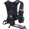 Yooixoo Gilet da corsa per donne e uomini, zaino da corsa, leggero, con borsa per telefono touch screen, per escursionismo, trail running, ciclismo, gare, maratona, essenziale (nero)