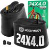 MOOVMOOV Camera d'aria 24x4.0 - Confezione da 2 - Fat Bike, MTB Pneumatici Larghi - ETRTO 98-507/100-507/102-507 - Ruota larga 24 pollici