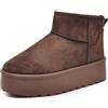IF Stivali Stivaletti Mammut Da Donna Alla Caviglia Con Pelo Pelliccia Platform Zeppa Camoscio Sintetico 85-62 brown N.38