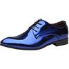 Kanggrei Scarpe Eleganti da Uomo alla Moda, Scarpe da Lavoro, Scarpe Derby a Punta, in Pelle PU Lucida, con Lacci, Scarpe Oxford Antiscivolo, Basse, Formali for Uomo(Blu,39 EU)