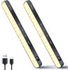 Ferswe Luce con sensore di movimento ricaricabile per interni, display a livello della batteria, 60 luci LED con sensore di movimento per armadio, controllo touch dimmerabile, luci sotto l'armadio,