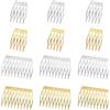 XCSJ 12 pettini laterali in metallo, 5, 10 denti, pettini per capelli fai da te, da sposa, per velo, per donne e ragazze, accessori per capelli fai da te, oro (argento + oro)