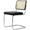 THONET sedia a slitta S 32 SPV con seduta imbottita e schienale in canna d'India intrecciata - S 32 SPV TESSUTO I