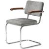 THONET sedia a slitta S 64 PV con braccioli e imbottitura integrale - S 64 PV TESSUTO IV