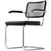 THONET sedia a slitta S 64 SPVN con braccioli, seduta imbottita e schienale in tessuto a rete - S 64 SPVN TESSUTO I