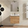 DEGHI Mobile bagno sospeso 60 cm rovere gold con lavabo e specchio - Cuki