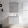 DEGHI Mobile bagno sospeso 70 cm bianco opaco con lavabo e specchio - Cuki