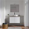 DEGHI Mobile bagno sospeso con ante 70 cm bianco opaco e top rovere season con specchio - Cuki