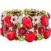 Bling Jewelry Ampio Bracciale Di Cristallo Rosso Di Dichiarazione Del Fiore Per Le Donne Flessibile Placcato Oro Ossidato