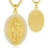 INFUSEU Collana Vergine Maria 18K Oro Collane Ciondolo Argento Sterling 925 Protezione Gioielli Fortunato Medaglia Madonnina Miracolosa Cristianesimo Regalo per Le Donna