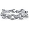 Bling Jewelry Dichiarazione Di Moda Chunky Texture Grande Ovale A Maglie Intrecciate Bracciale Placcato Argento Opaco Per Le Donne Chiusura A Ginocchiera