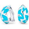 Bling Jewelry Geometrico Simulato Turchese Blu Smalto Zig Zag Metà Cerchio Clip Su Orecchini Per Le Donne Argento Placcato Ottone