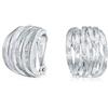 Bling Jewelry Moda Aperta Criss Cross Basket Weave Ampia Metà Cerchio Clip Su Orecchini Per Le Donne Non Forate Orecchie Opaco Placcato Argento