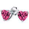 Bling Jewelry Orecchini A Perno A Forma Di Cuore CZ Rosa Fucsia Piccoli Per Donne Per Fidanzata Rubino Simulato In Zirconi Cubici In Argento Sterling