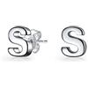 Bling Jewelry Orecchini A Perno Con Lettera Iniziale S Dell'Alfabeto A Blocchi Maiuscoli Abc Per Gli Adolescenti Per Le Donne .925 Sterling Silver