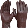 GSG SINCE 1998 Guanti Pelle Uomo Touchscreen - Invernali in Pelle di Pecora Senza Cromo, Foderati in Lana, Caldi da Guida e Moto, Marrone S