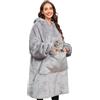 CMTOP Felpe con Cappuccio Donna Oversize Hoodie Blanket Unisex Pullover Confortevole Sherpa Fleece Jumper Coperta Tasca Sweatshirt Cappotto Taglia Unica Felpa con Coperta Uomo Donna-Grigio Chiaro-