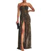 PanLidapan Abito Sexy Donna Vestito Maxi Lungo Senza Maniche e Spalline Elegante da Festa e Sera Stampa Leopardato per Cerimonia e Spiaggia (Marrone, S)