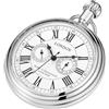 Tiong Orologio da taschino in acciaio inox, stile vintage, con disegno di treno londinese, meccanico a carica manuale, con catena, 33-argento, Classico