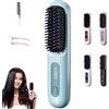 Generic Go Brush Pro 2025 - Spazzola lisciante e arricciacapelli senza fili, 2 in 1, portatile, ricaricabile, con display a LED, per capelli corti e lunghi (blu)