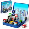 YOGOHEE Gioco Magnetico Bambini Viaggio Macchinine Città: 49 Pezzi Scatola Metallo | Scatola in metallo come base di gioco, 45 min di silenzio in auto e treno, gioco magnetico compatto 360g leggero dai 3 anni