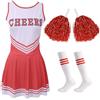 TYXHXTF Vestito Cheerleader, Costume da Cheerleader, con Pompom e Calzini per Ragazze para Halloween Carnevale Festa