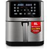 LEHMANN Friggitrice ad Aria XXL 8L, Air Fryer Familiare, 12 Programmi & Regolazione Manuale 76-200°C, Display LED Touch, Lavabile in Lavastoviglie, Rivestimento Antiaderente, 90% di Grassi in Meno