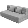 ANONER Divano Pieghevole Futon 203 × 152 cm, Divano Letto Futon con Cotone di Memoria e 2 Cuscino, Materasso Pieghevole Lavabile Set per Loft del Soggiorno, Grigio Chiaro