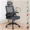 ALFORDSON Sedia da Ufficio Ergonomica per Home Office, Computer Chair con Supporto Lombare Dinamico Poggiatesta Bracciolo Ribaltabile Sedia Girevole Inclinabile, Arco, Grigio Scuro