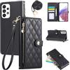 Rosbtib Custodia per Samsung Galaxy A53 5G Cover Premium Pelle PU Wallet Flip Case con Tracolla Lunga Slot per Schede Funzione di Supporto Magnetica Cover per Galaxy A53 - Nero