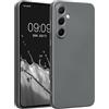 kwmobile Custodia Compatibile con Samsung Galaxy A55 5G Cover - Protezione Back Case Morbida - Silicone TPU Effetto Metallizzato Grigio Metallizzato