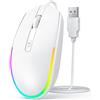 seenda Mouse con cavo, mouse PC con cavo, 1600 DPI USB con cavo per computer portatile/PC/computer/Mac - bianco