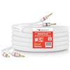 Nakamichi Excel Series Connettore Banana Placcato Oro 24k con Cavo degli Altoparlanti in Rame Senza Ossigeno al 99.9% (OFC) Intrecciato Robusto per Amplificatore Hi-Fi - Bianco (12AWG / 15ft / 4.5m)