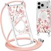Yoedge Magnetica Cover con Cordino per iPhone 17 Pro max 6,9 Compatibile con MagSafe, Trasparente Custodia Sottile TPU Silicone Antiurto Collana Tracolla Laccio Case con Aesthetic Disegni Fiori6
