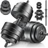 RE:SPORT Set di 2 manubri regolabili 15/20/30/40 kg | Manubri con pesi e 4 chiusure a stella | Manubri fitness per costruzione muscolare, allenamento e casa