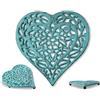 Comfify Sottobicchiere a forma di cuore in ghisa - Sottobicchiere decorativo in ghisa per cucina o tavolo da pranzo - Vintage Design rustico - 6.75X6.5 - Con piedini in gomma - Metallo riciclato - Blu