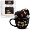Harry Potter Set Regalo Tazza e Calzini Donna Adolescenti, Hogwarts Calze al Polpaccio EU 35-41 e Tazze Ceramica, Regalo per Lei (Tazza e calzini neri, Tazza: 325ml, Calzini, 35/41 EU)