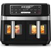 Pochrus Friggitrice ad Aria Doppia Resistenza 10L, Air Fryer 2600W, Friggitrice ad Aria 2 Cestelli con Finestra, 8 Programmi, Tecnologia Extra-Crisp, 50-200°C, Lavabile in Lavastoviglie