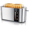 arendo Tostapane a 2 Lunghe Fessure per 4 Fette, 1500 W, Visualizzazione a colori dei livelli di doratura, Display con indicazione del tempo rimanente, Tasti touch, Scaldapasta viennese, Doratura da 1 a 6
