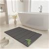 HIZH Tappetino da bagno in pietra, pieghevole, 60 cm, super assorbente, ad asciugatura rapida, antiscivolo, per bagno, facile da pulire, grigio