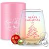 Yalucky Regali per le donne tazze di Natale regali divertenti per lei riempitivi di calza personalizzati albero di Natale senza stelo bicchieri di vino vetro di Natale mamma, sorella, nonna, migliori amici,